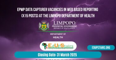 EPWP Data Capturer Vacancies in Web Based Reporting (X15 Posts) at the Limpopo Department of Health