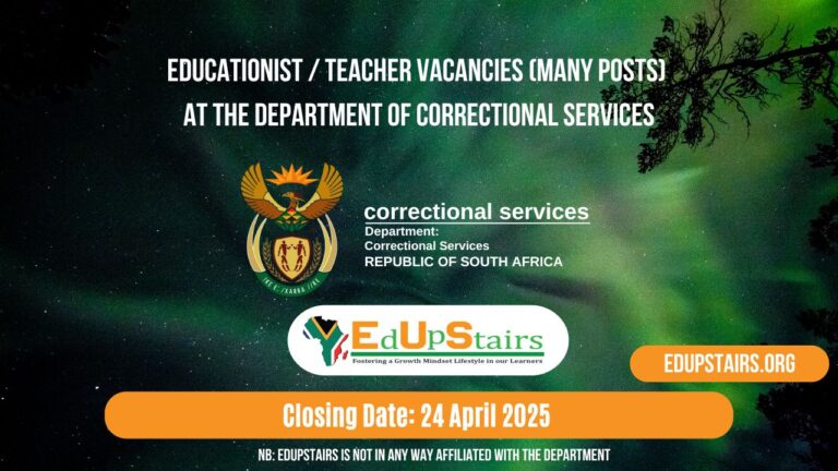 Educationist / Teacher Vacancies (Many Posts) at the Department of Correctional Services