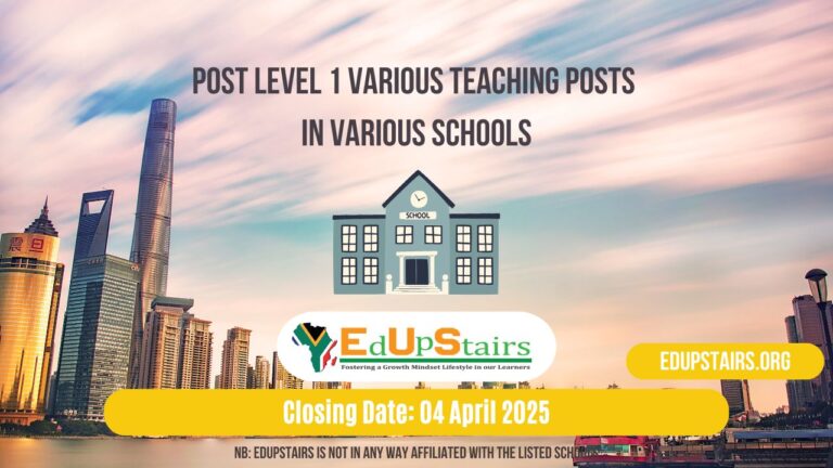 Post Level 1 Various Teaching Posts Closing on the 4th April 2025