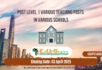 Post Level 1 Various Teaching Posts Closing on the 3rd April 2025