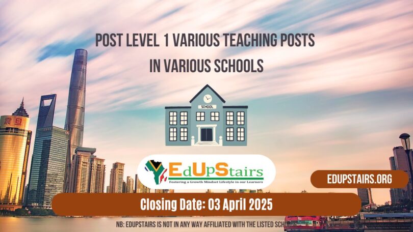 Post Level 1 Various Teaching Posts Closing on the 3rd April 2025