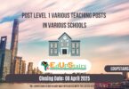 Post Level 1 Various Teaching Posts Closing on the 8th April 2025