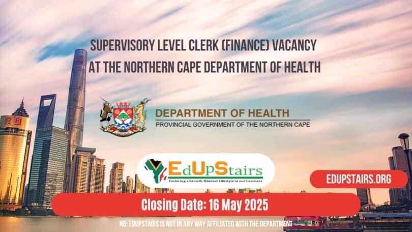 Supervisory Level Clerk (Finance) Vacancy at the Northern Cape Department of Health