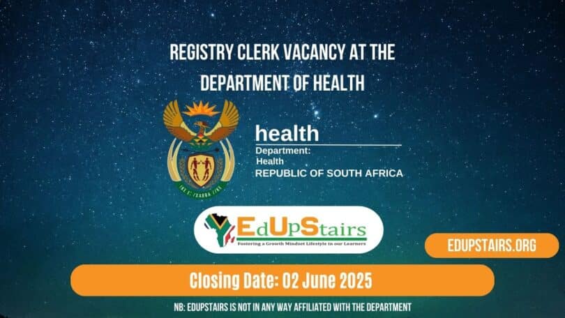 Registry Clerk Vacancy at the Department of Health