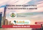 Agricultural Advisor Vacancies (X13 Posts) at the Free State Department of Agriculture