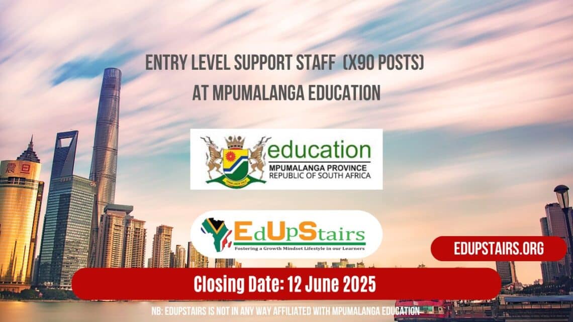 Entry Level Support Staff (X90 Posts) at Mpumalanga Education - Edupstairs
