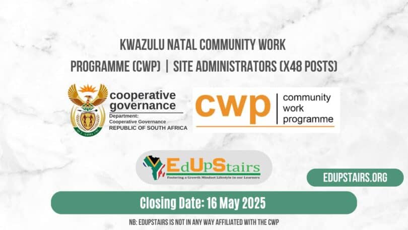 KwaZulu Natal Community Work Programme (CWP) | Site Administrators (X48 Posts)