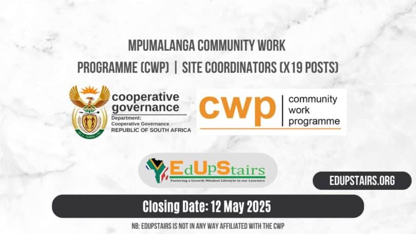 Mpumalanga Community Work Programme (CWP) | Site Coordinators (X19 Posts)
