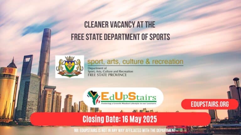Cleaner Vacancy at the Free State Department of Sports