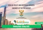 Head of Policy and Research Services Vacancy at the Presidency