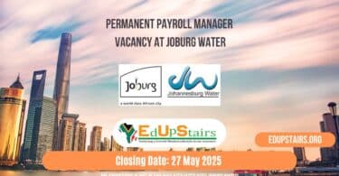 Permanent Payroll Manager Vacancy at Joburg Water