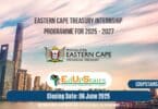 Eastern Cape Treasury Internship Programme for 2025 - 2027