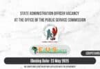 State Administration Officer Vacancy at the Office of the Public Service Commission