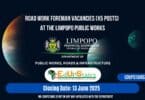 Road Work Foreman Vacancies (X5 Posts) at the Limpopo Public Works