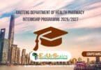 Gauteng Department of Health Pharmacy Internship Programme 2026/2027